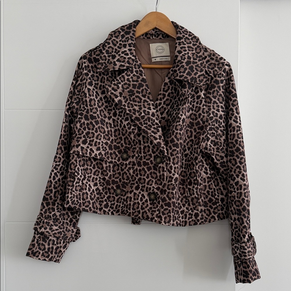 Stoosh Animal Print Double-Breasted Pea Coat